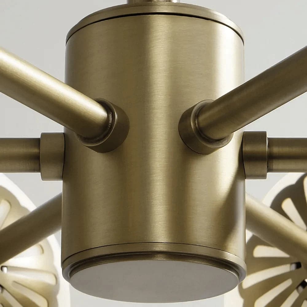 Modern Gold Chandelier 6-Light Semi Flush Light White Glass Shade