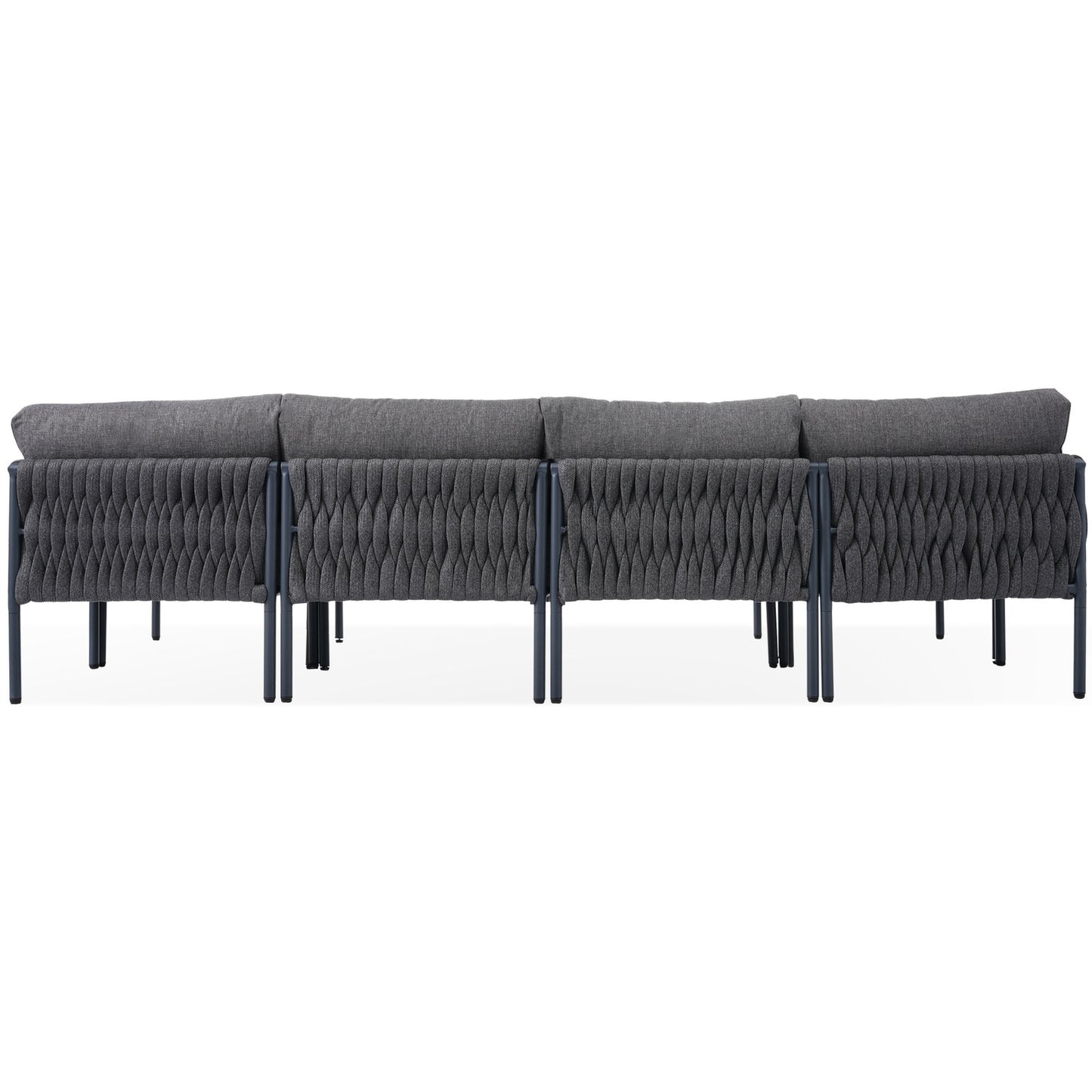 GO 6-Pieces Aluminum Patio Furniture Set, Modern Metal Outdoor Conversation Set Sectional Sofa With Removable Olefin Extra Thick Cushions 5.9" Cushion, Grey