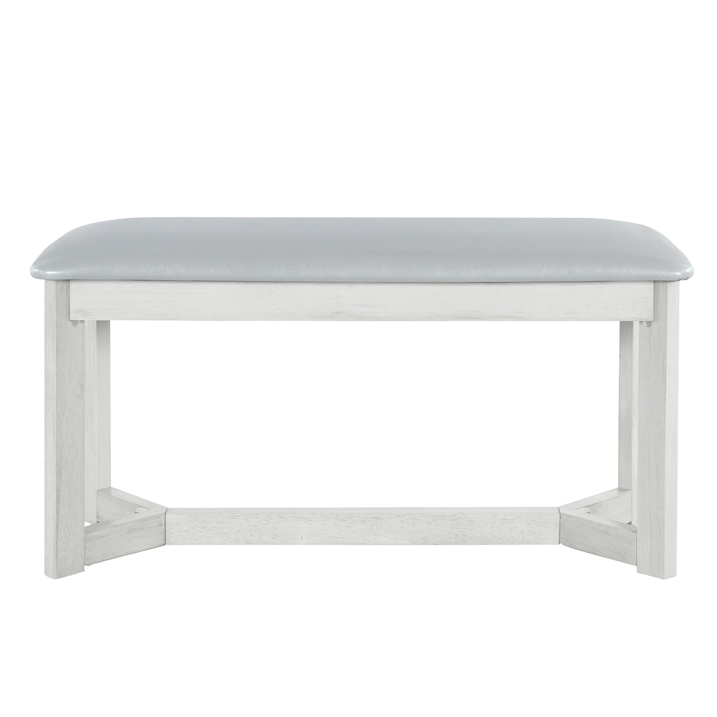 TOPMAX Farmhouse Ensemble de table de salle à manger en bois 6 pièces avec 4 chaises et banc rembourrés Gris