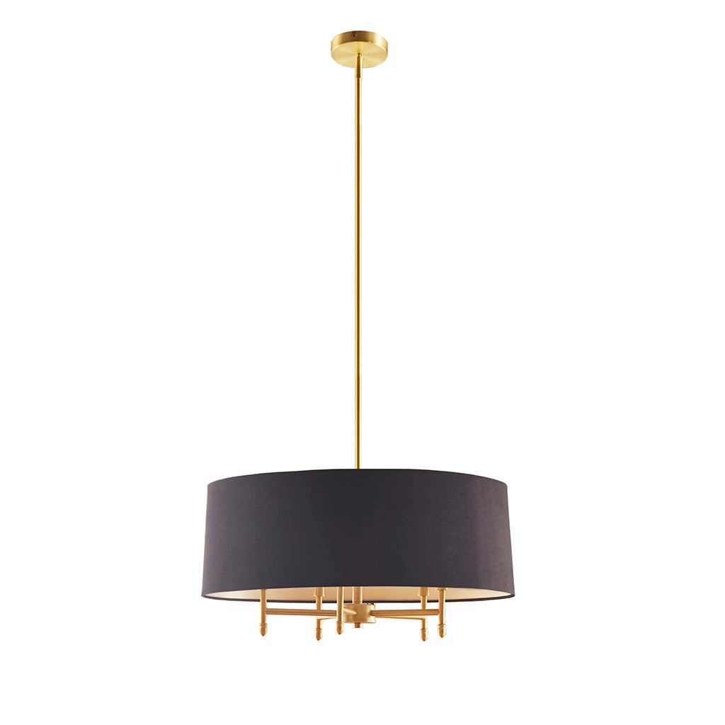 Sleek 5-Light Black Drum Chandelier Perfect for Dining and Living Areas