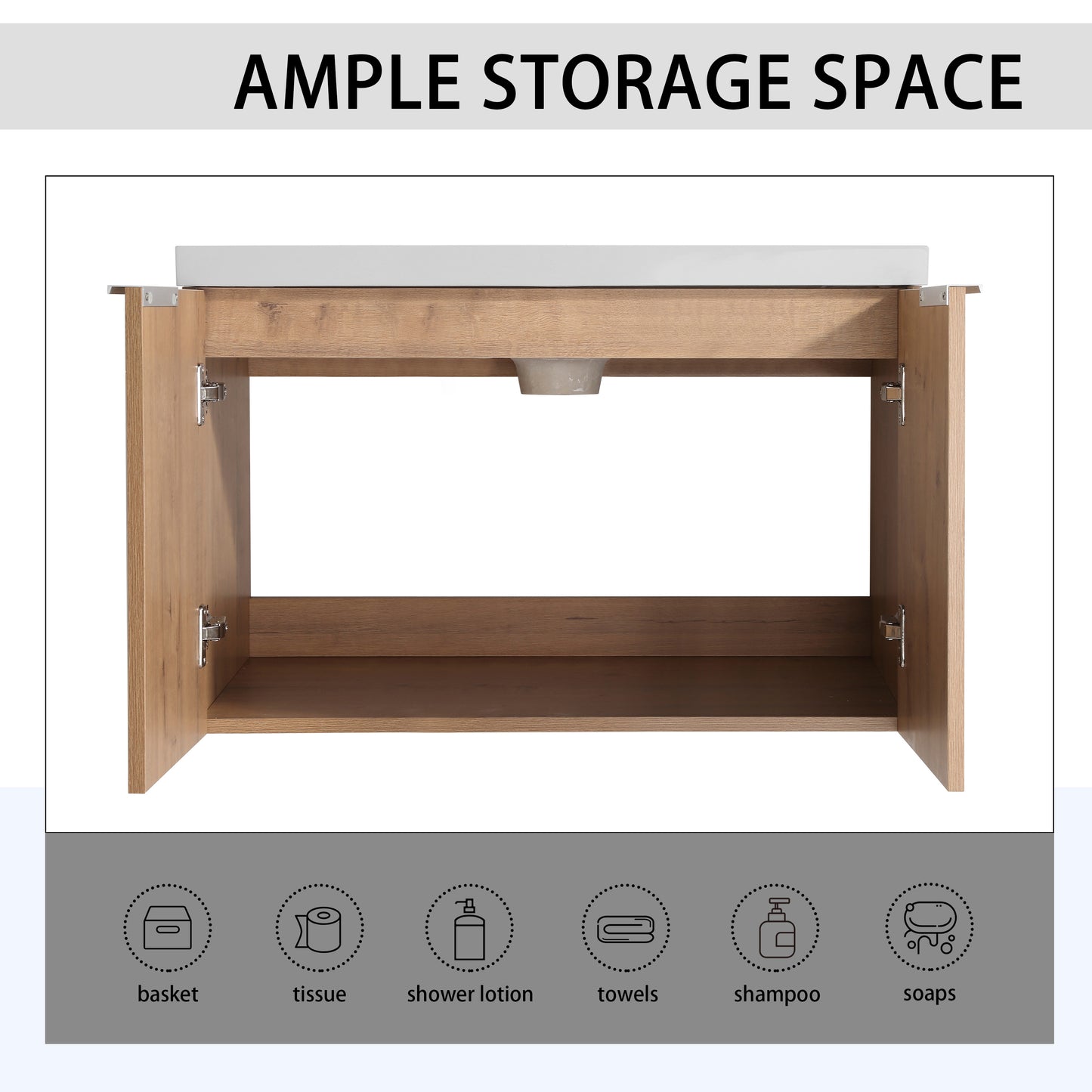 Soft Close Doors Bathroom Vanity With Sink,30 Inch For Small Bathroom