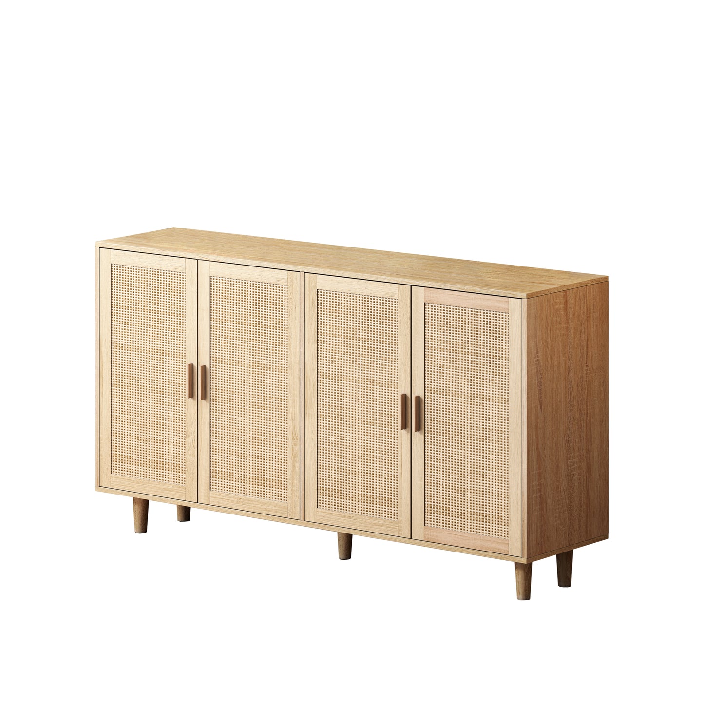 62.20"Elegant and Functional 4-Door Rattan Decorative Storage Cabinet,for Bedroom,Living Room,Office,Easy Assembly
