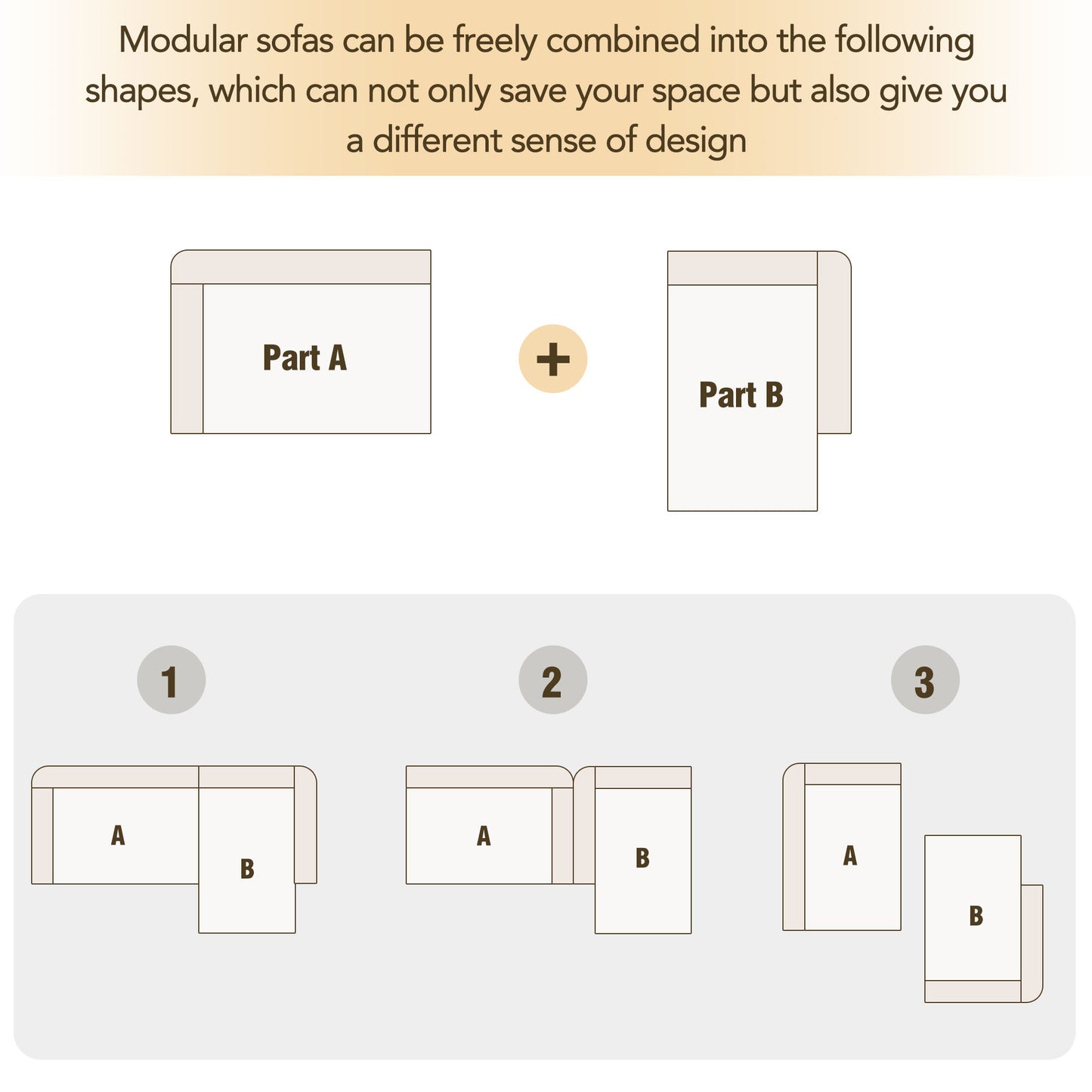 110.2" L-Shaped Modular Combination Living Room Sofa Set, Modern Minimalist Sofa 2pcs in Beige