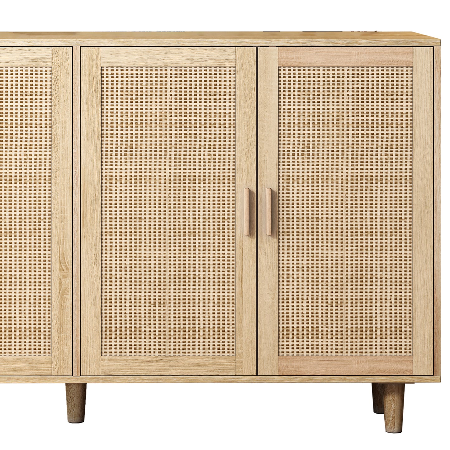 62.20"Elegant and Functional 4-Door Rattan Decorative Storage Cabinet,for Bedroom,Living Room,Office,Easy Assembly