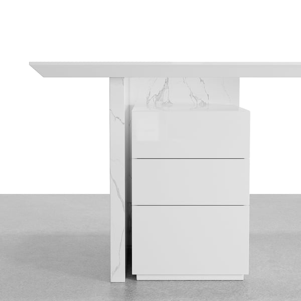 Modern Wooden Desk White Home Office Desk with Filing Cabinet