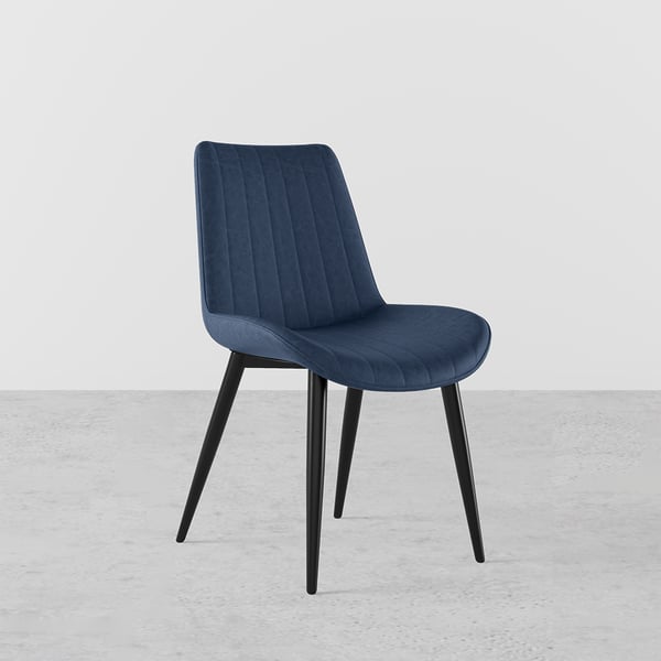 Modern Blue Dining Room Chairs PU Leather Upholstered (Set of 2)