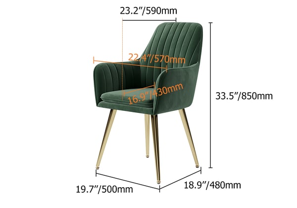 Modern Dining Chair Green Velvet Upholstered Dining Chairs With Arms (Set of 2)