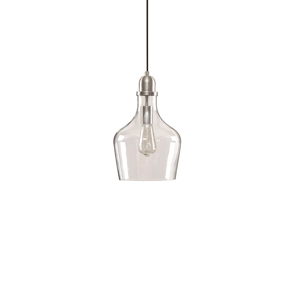 Bell Shaped Glass Pendant in Silver Finish