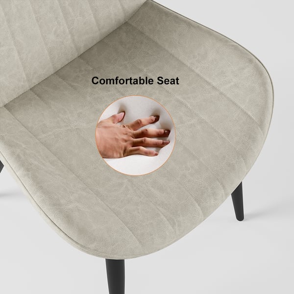 Modern White Dining Room Chairs Upholstered PU Leather (Set of 2)