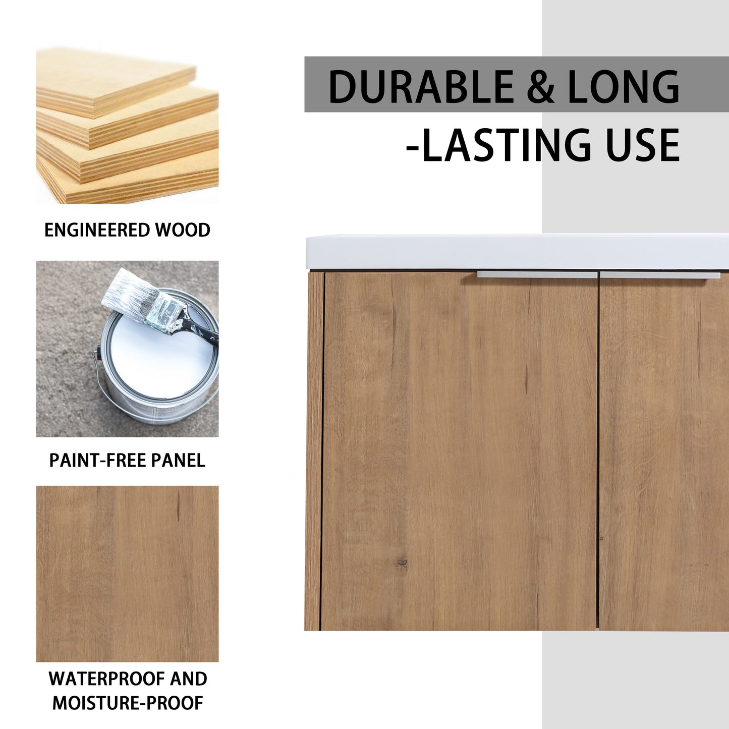 Soft Close Doors Bathroom Vanity With Sink,30 Inch For Small Bathroom