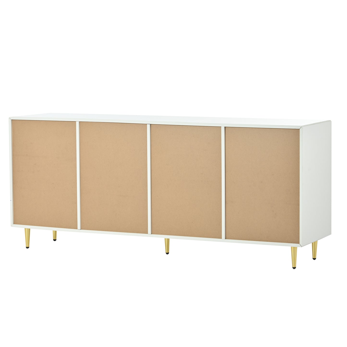 U-Can Meuble TV avec porte en rotin, table console multimédia tissée avec étagères réglables pour téléviseurs jusqu'à 65", buffet de rangement pour salon
