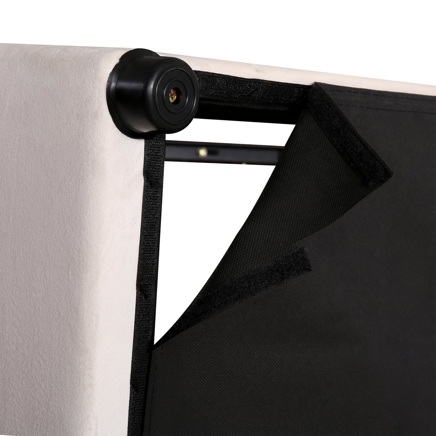 Lit rembourré Queen Size avec lumière LED, lecteur Bluetooth et chargement USB, lit de rangement hydraulique en tissu velours beige