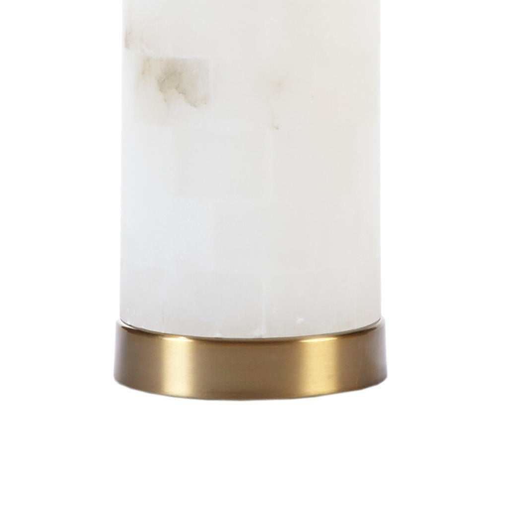 Elegant White Drum Shade with Gold Metal Base Table Lamp