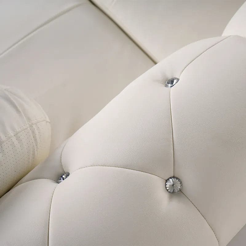 Modern L-Shaped White Corner Sectional Sofa 5-Seater Loveseat with Chaise Pillows#RightHandFacing