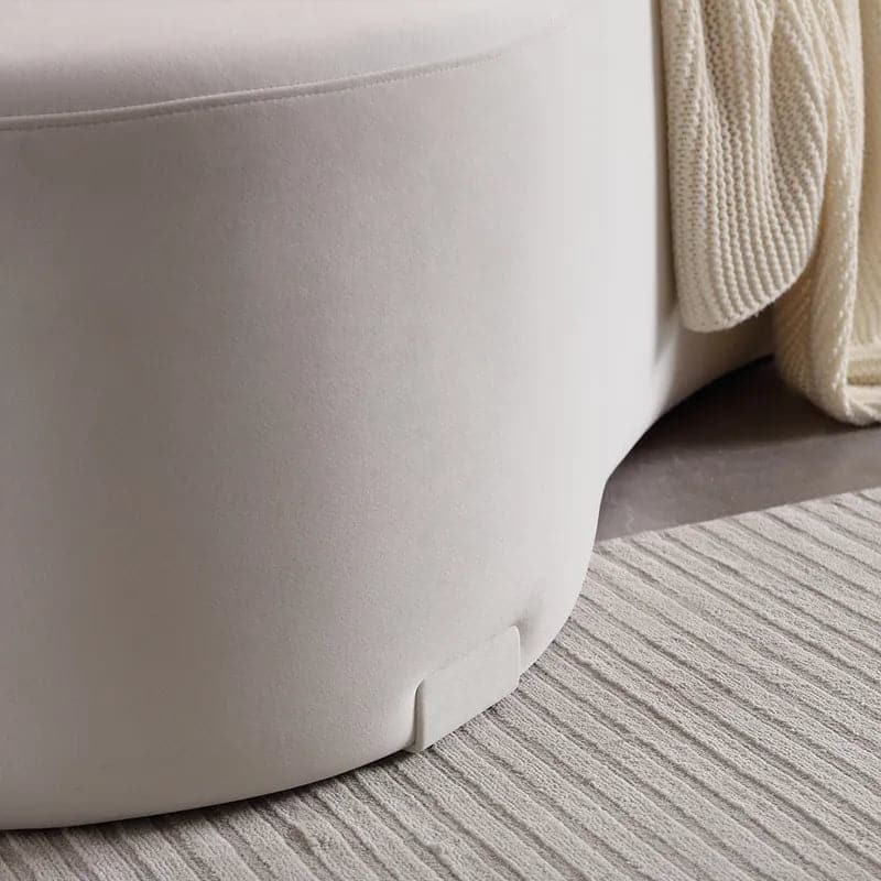 Canapé de sol sectionnel incurvé blanc moderne de 120 pouces, revêtement en velours pour le salon 