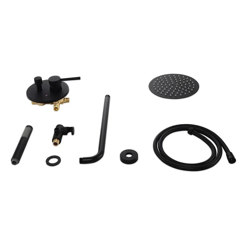 Modern 8"/10"/12" Wall Mounted Rain Shower System with Handheld Shower Solid Brass