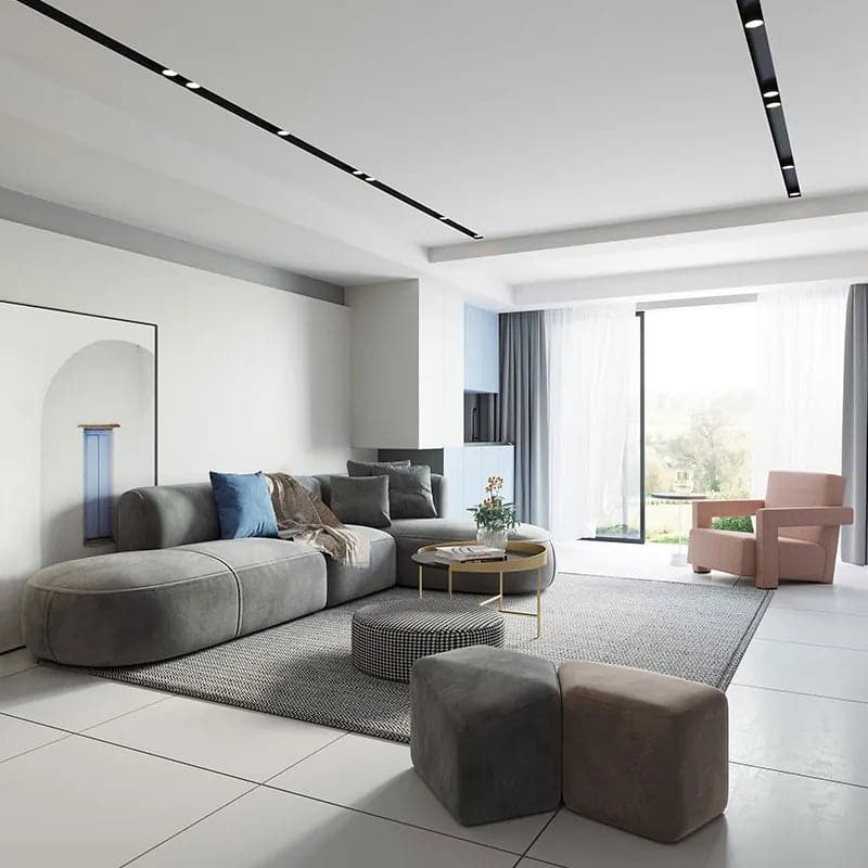 136 inch L-Shaped Sectional Corner Modern Modular Sofa with Pillows in Gray