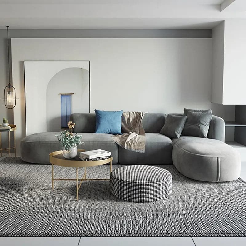 136 inch L-Shaped Sectional Corner Modern Modular Sofa with Pillows in Gray