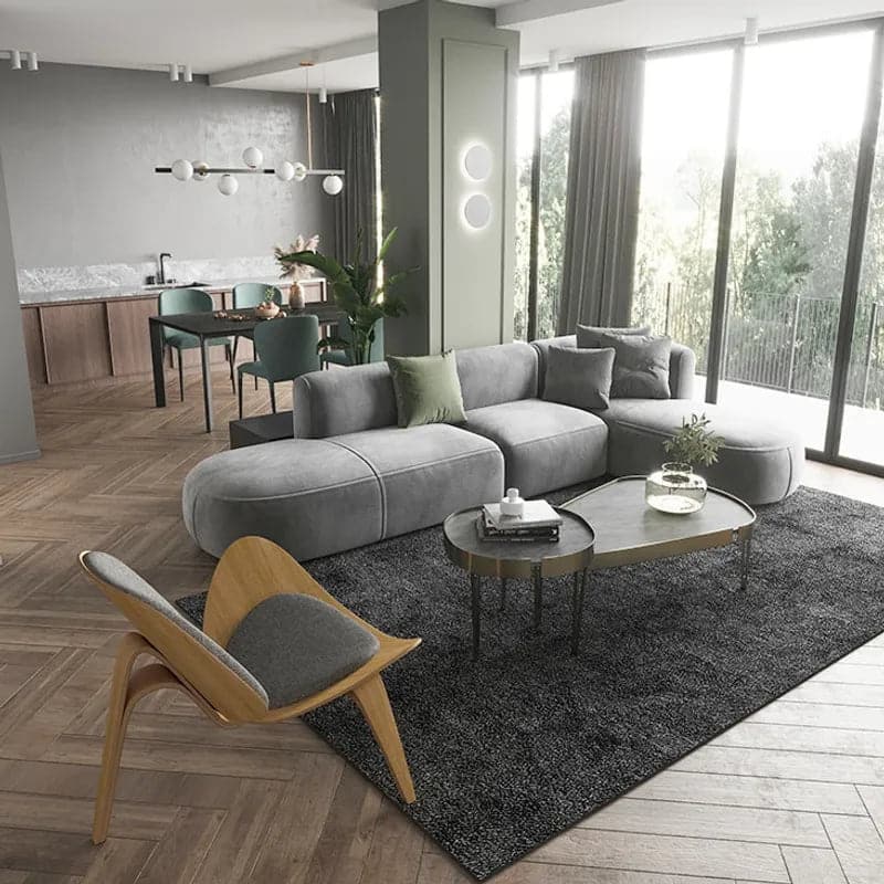 136 inch L-Shaped Sectional Corner Modern Modular Sofa with Pillows in Gray