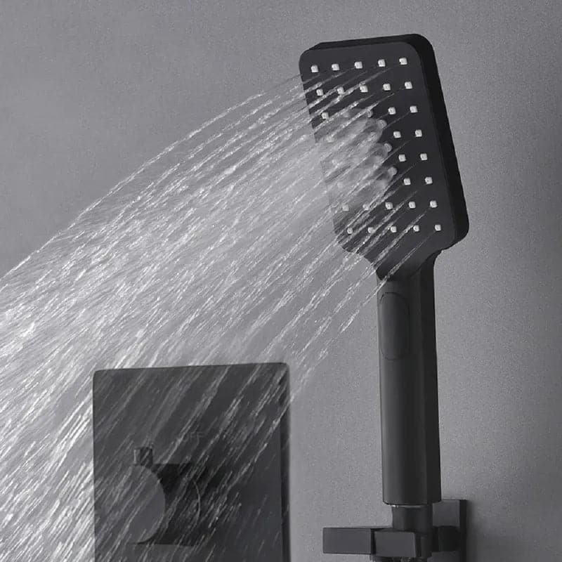 16''/20'' Black Shower System Large Rainfall Shower Head with Hand Shower and 3 Body Jets