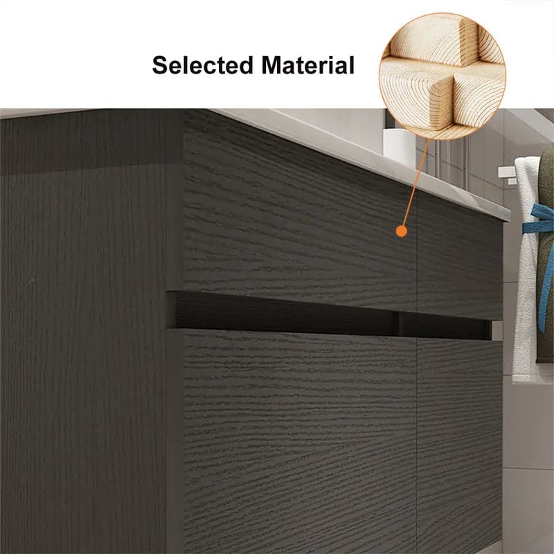 31 Black & White Floating Bathroom Vanity Faux Marble Top Ceramic Vessel Sink#Black