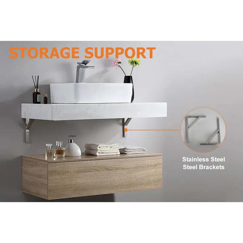 Modern Floating Bathroom Vanity Set With Single Sink White and Natural