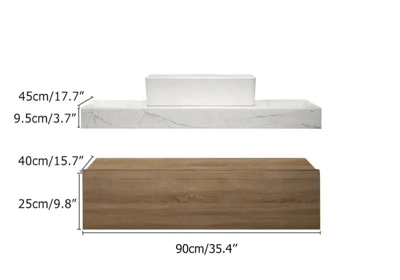 Modern Floating Bathroom Vanity Set With Single Sink White and Natural