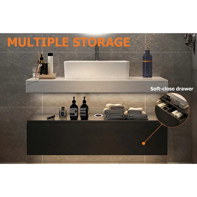 35"/40" Modern Floating Bathroom Vanity Set With Single Sink White and Black