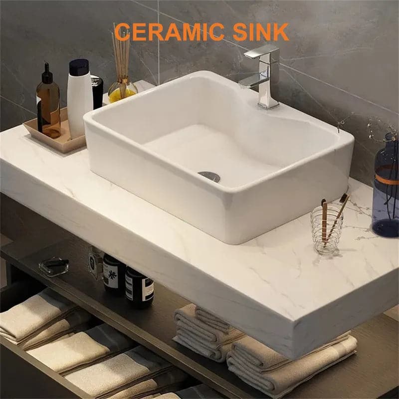 35"/40" Modern Floating Bathroom Vanity Set With Single Sink White and Black