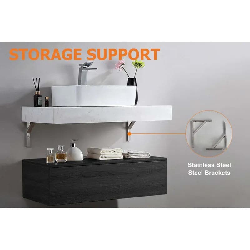 35"/40" Modern Floating Bathroom Vanity Set With Single Sink White and Black