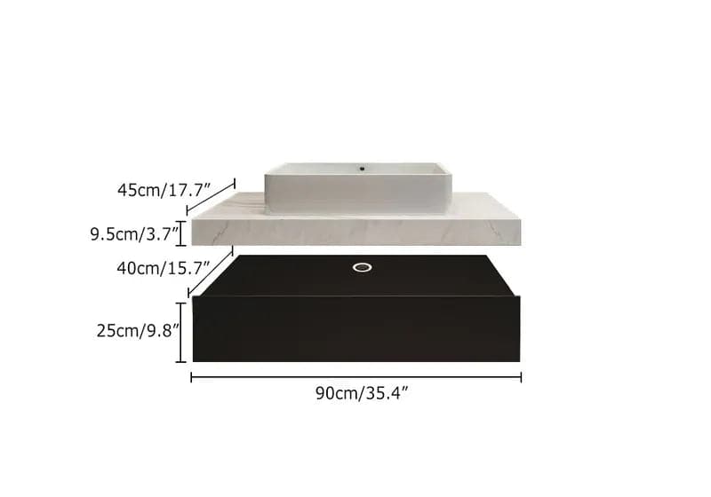 35"/40" Modern Floating Bathroom Vanity Set With Single Sink White and Black