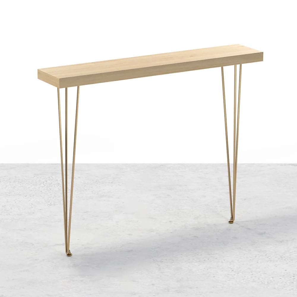 39.4 Inch Rustic Narrow Rectangle Console Table with Wooden Top & Metal Hairpin Legs