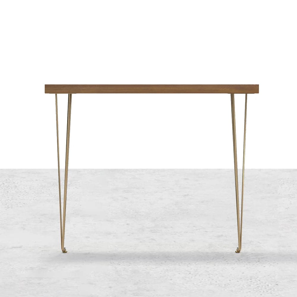 39.4 Inch Rustic Walnut Narrow Rectangle Console Table with Wooden Top Metal Legs