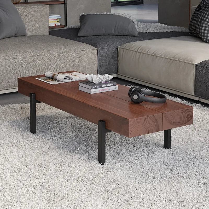 39" Rustic Rectangular Coffee Table Small Narrow Cocktail Table