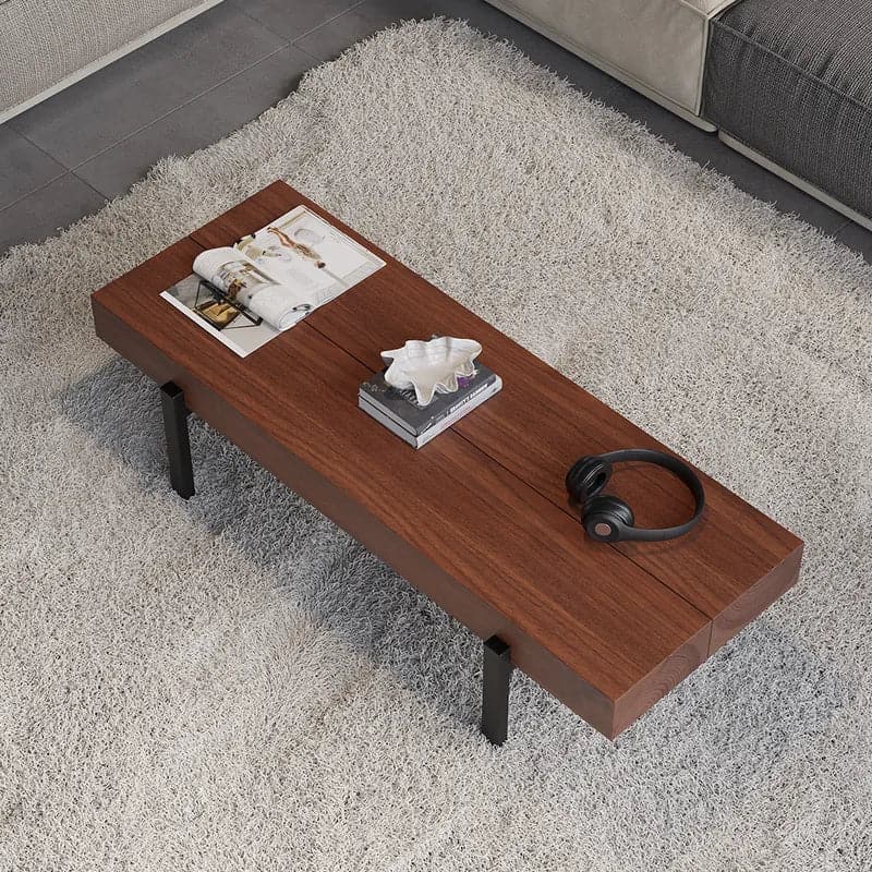 39" Rustic Rectangular Coffee Table Small Narrow Cocktail Table