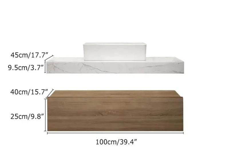 Modern Floating Bathroom Vanity Set With Single Sink White and Natural