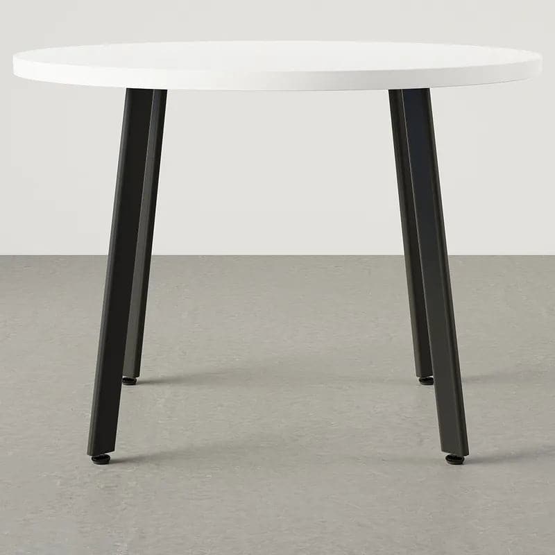 40 Inch Round Wooden Small Nesting Dining Table Set for 4 Black Upholstered Chairs