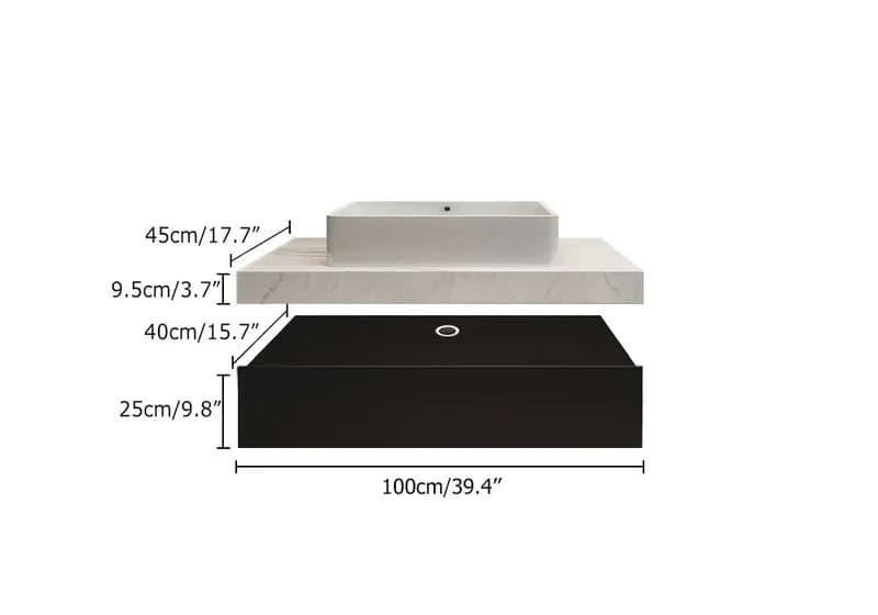 35"/40" Modern Floating Bathroom Vanity Set With Single Sink White and Black