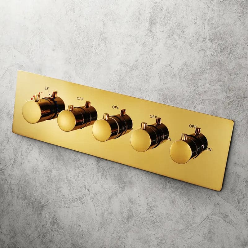 Wall-Mounted 23 Inch Thermostatic Shower System in Gold 4 Functions #Gold