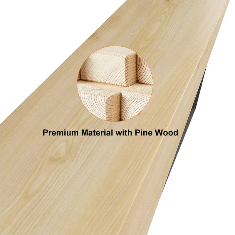 47.2 Inches Rustic Wooden Bench 3-Person Seat Bench for Entryway with Metal Base