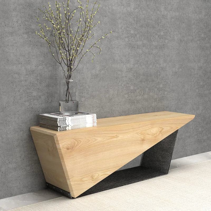 47.2 Inches Rustic Wooden Bench 3-Person Seat Bench for Entryway with Metal Base