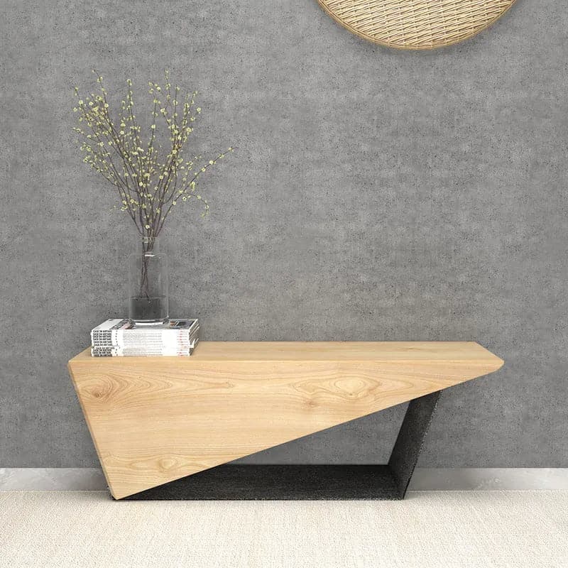 47.2 Inches Rustic Wooden Bench 3-Person Seat Bench for Entryway with Metal Base