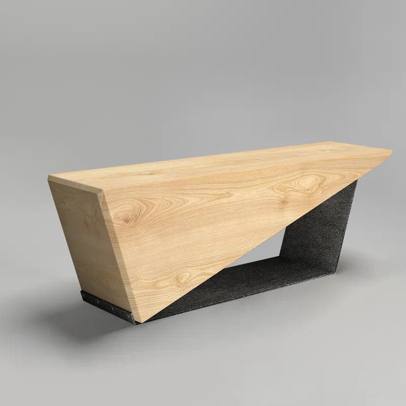 47.2 Inches Rustic Wooden Bench 3-Person Seat Bench for Entryway with Metal Base