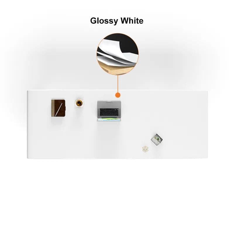 Modern White&Black Computer Desk Rectangular Office Desk with Pedestal Base#White-S