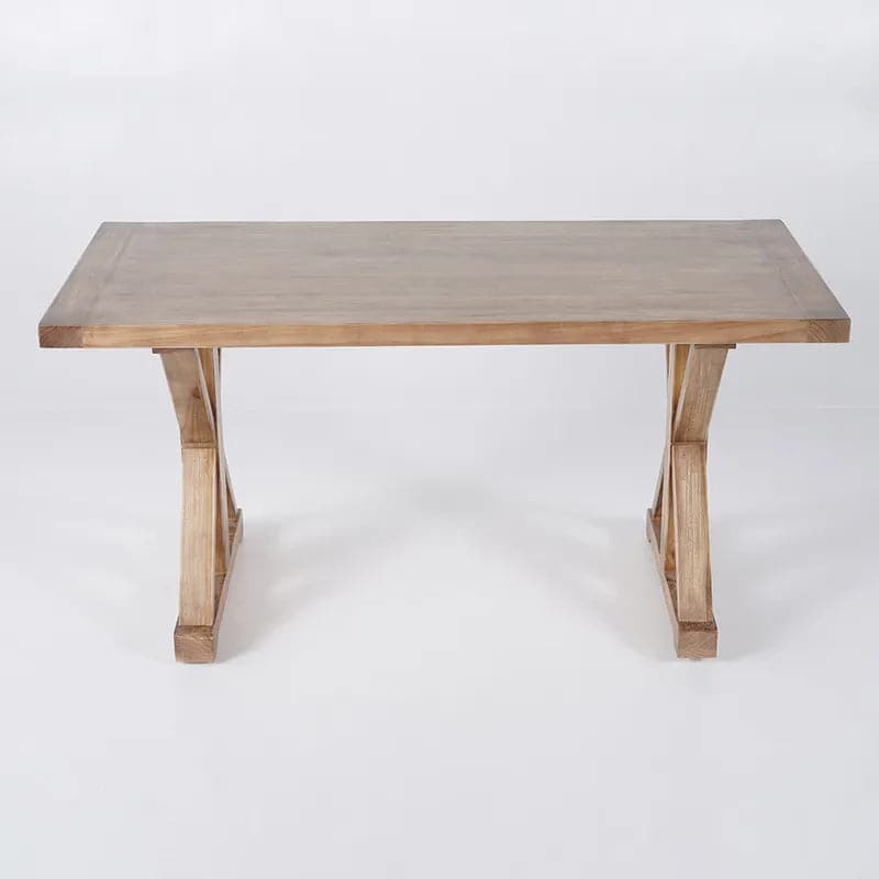 Rustic Farmhouse Wooden Office Desk in Natural with Trestle#Natural-M