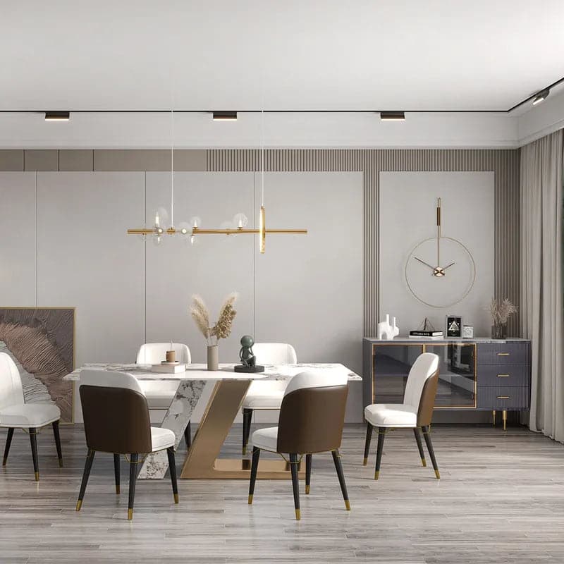 59" Modern Sideboard Sintered Stone Top Luxury Buffet Tempered Glass Doors in Large