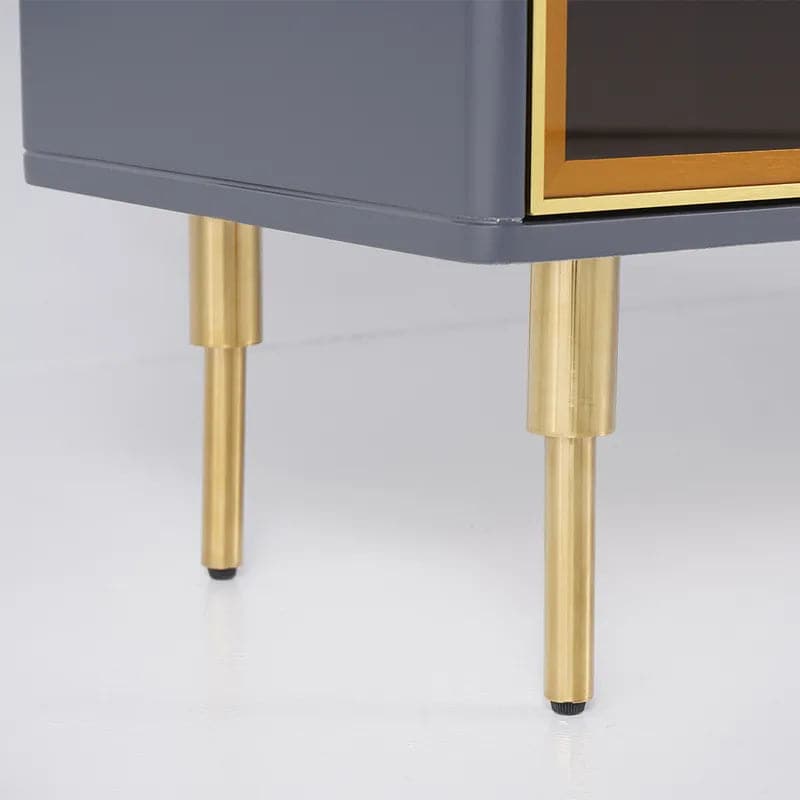 59" Modern Sideboard Sintered Stone Top Luxury Buffet Tempered Glass Doors in Large