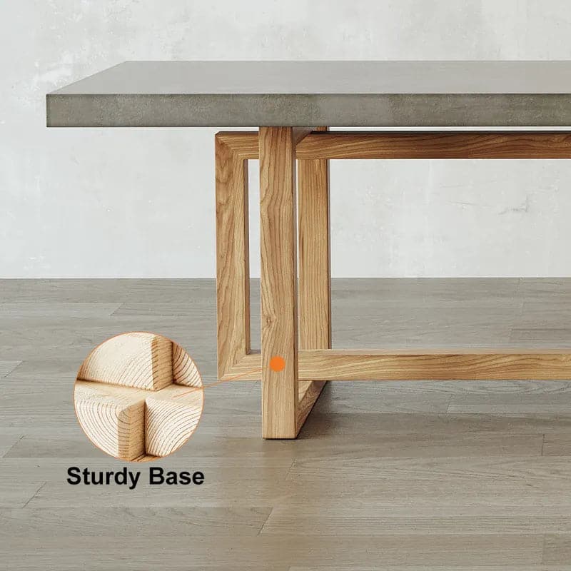 Table de salle à manger rectangulaire en bois gris béton de 63 po