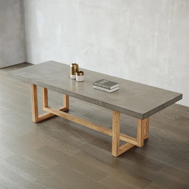 Table de salle à manger rectangulaire en bois gris béton de 63 po