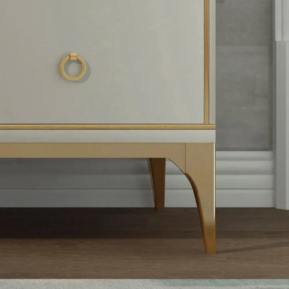 Commode contemporaine de chambre à coucher champagne à 9 tiroirs de 63 po pour rangement en or